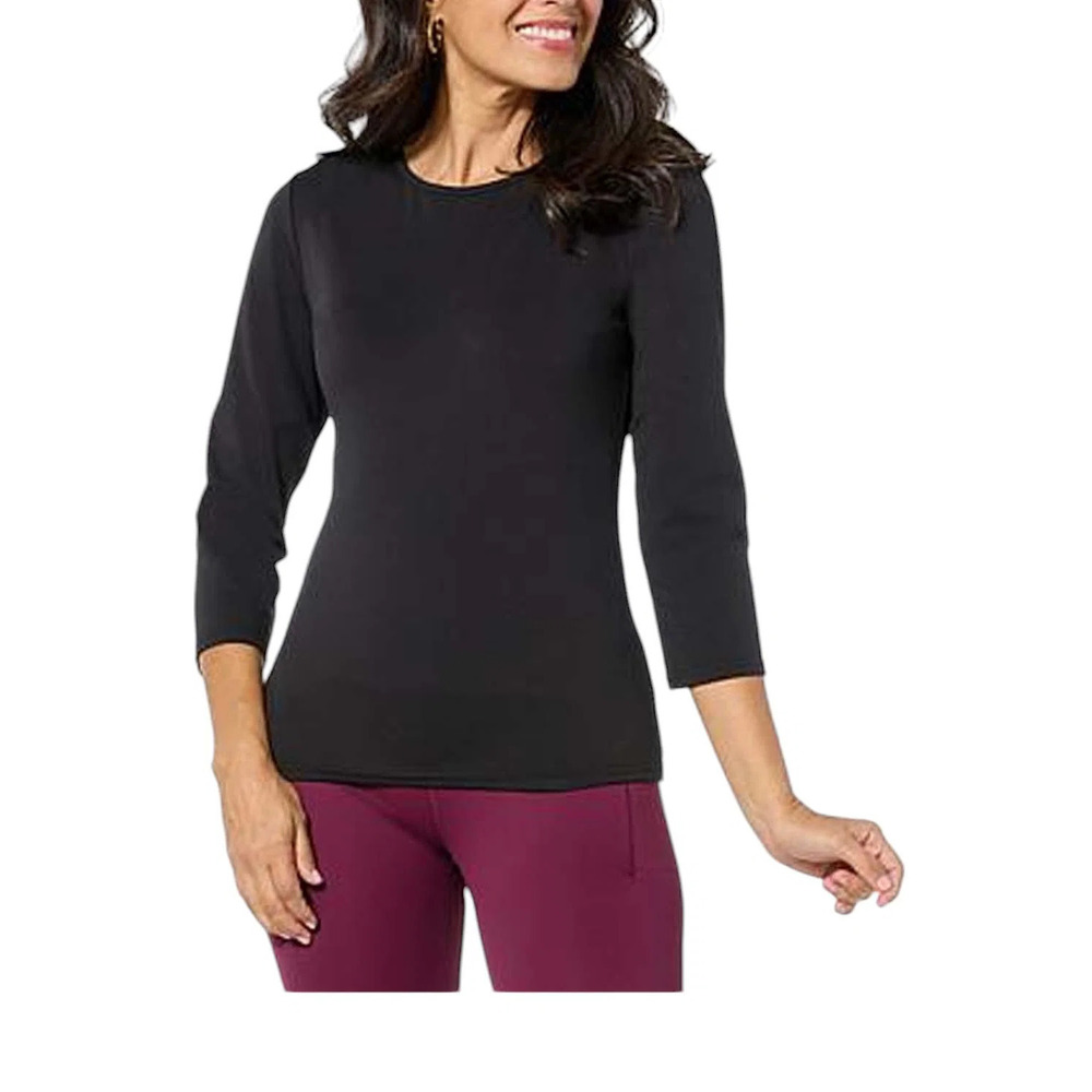 Joy Collection Women's Luxe Performance Crew Neck Top Black - Regular